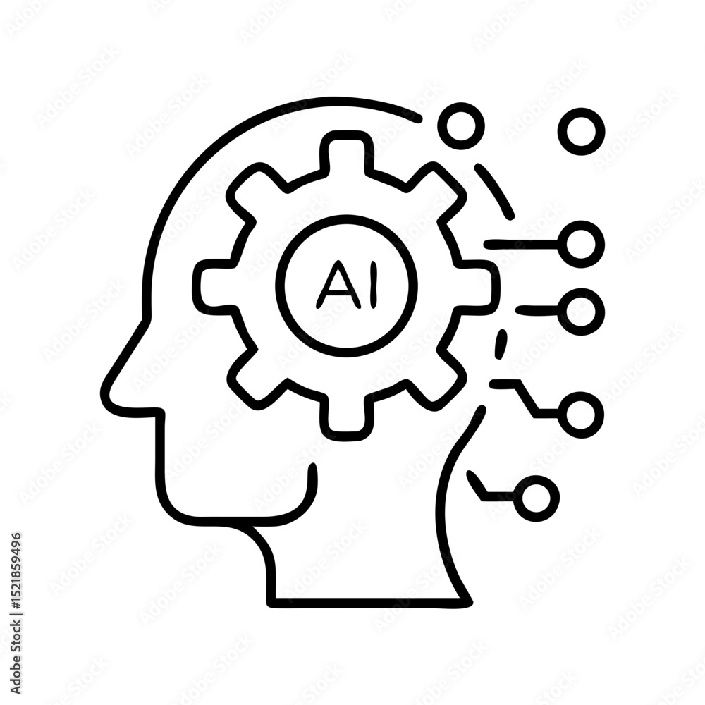 Aufkleber ai artificial intelligence machine learning head brain gear icon vector for technology concept desig