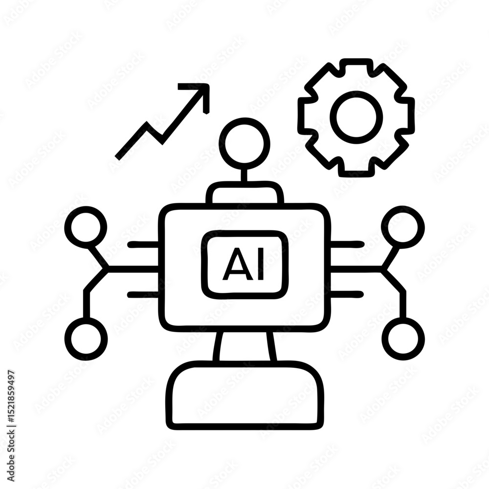 Poster ai machine learning automation process technology artificial intelligence innovation concept icon ve