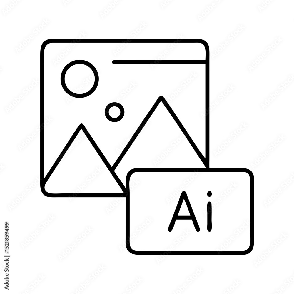 Poster stock vector graphic of ai image generation icon for artificial intelligence design and machine lear