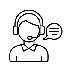 Customer service representative icon vector, call center agent, help desk support, operator outline design