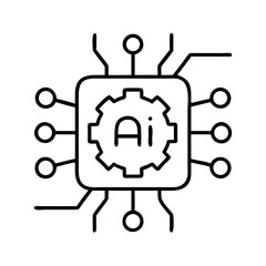 Ai technology concept illustration of artificial intelligence chip with gear and circuit design