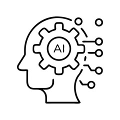 Ai artificial intelligence machine learning head brain gear icon vector for technology concept design