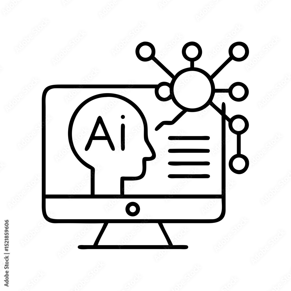 Poster ai artificial intelligence machine learning computer science technology innovation concept icon vect