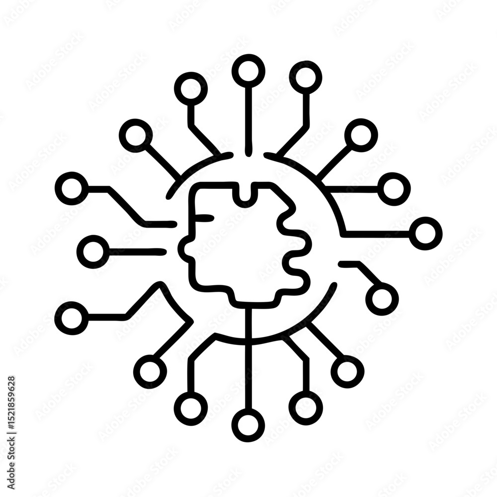 Poster ai brain neural network artificial intelligence technology machine learning icon vector design