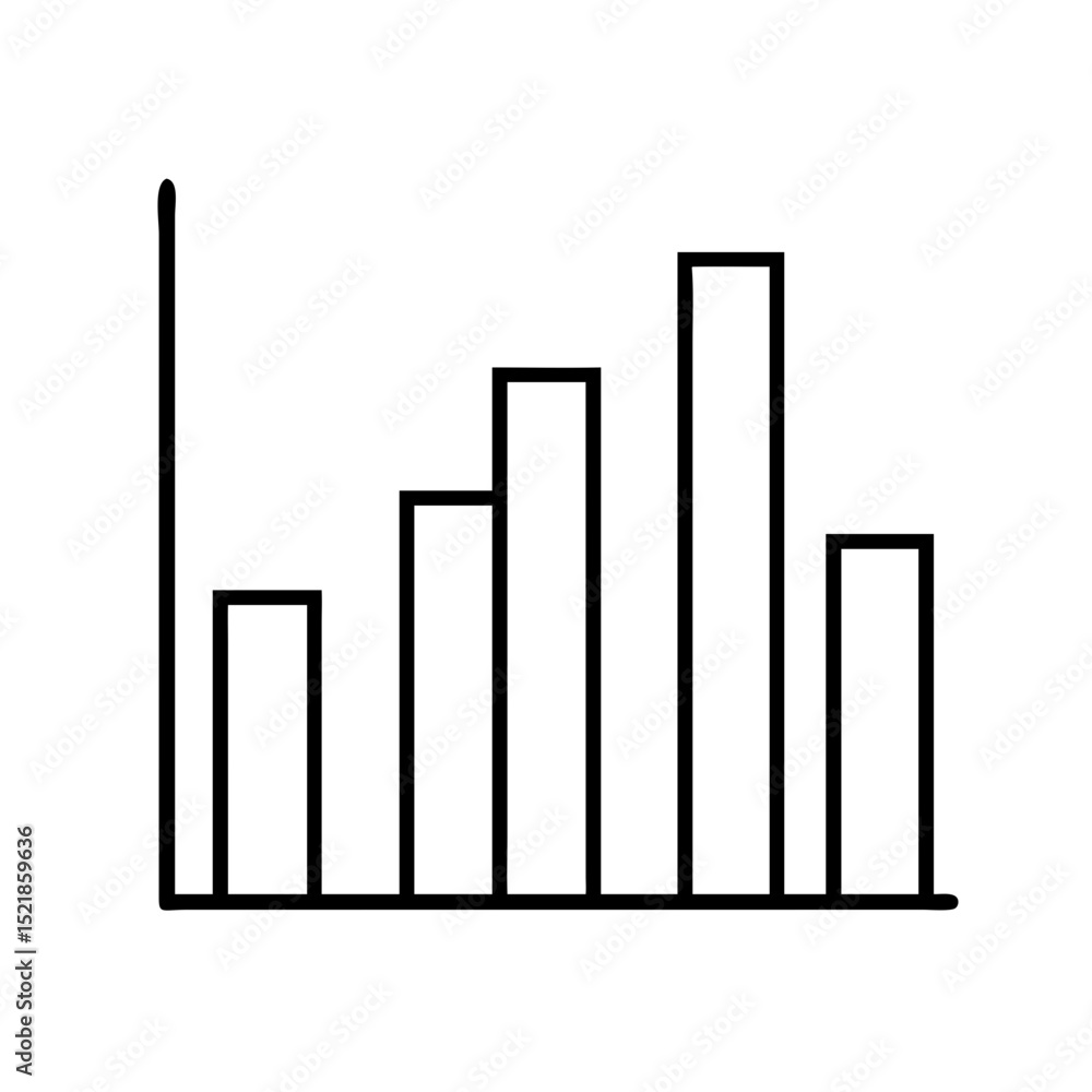 Poster hand drawn bar chart illustration showing business growth and financial data analysis report graph c