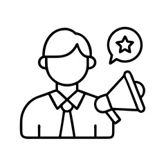 Man with megaphone promotion marketing advertising announcement speaker communication icon vector design
