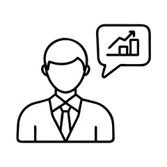 Business growth strategy consultant icon showing financial chart and upward trend analysis report