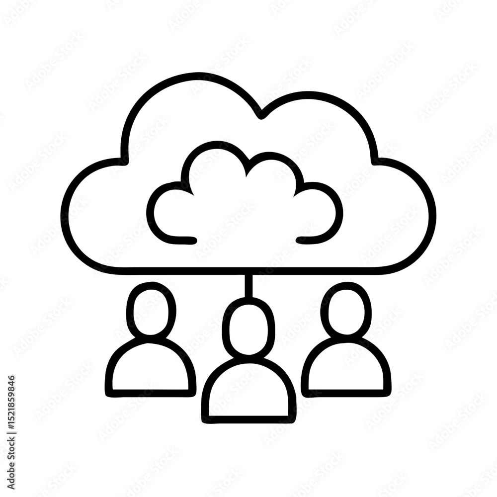 Poster cloud computing network of people connected online data sharing and collaboration platform concept v