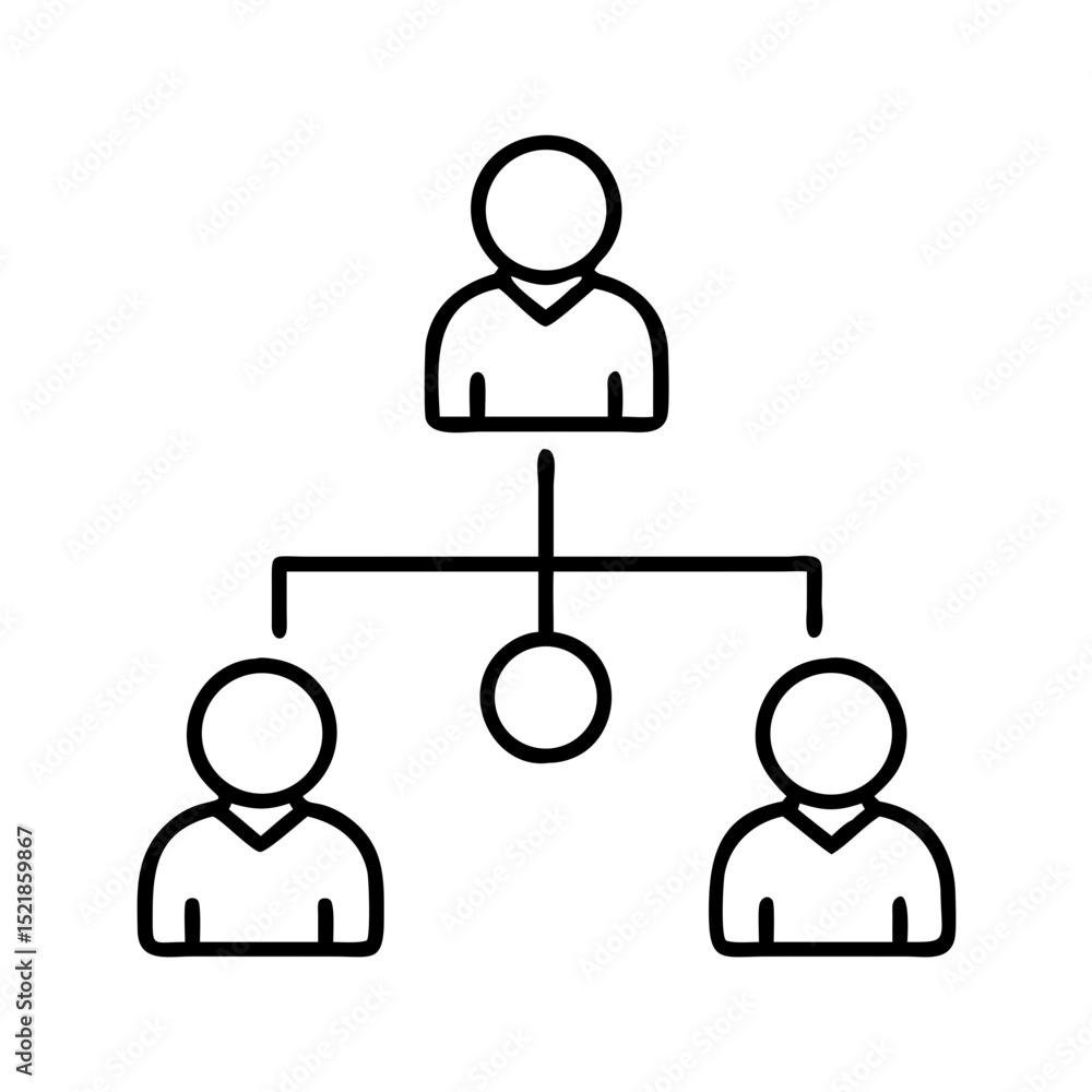Poster organizational chart hierarchy structure diagram showing management and team relationships outline i