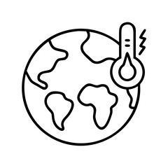 Global warming climate change earth temperature increase vector illustration icon for websites and apps