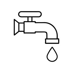 Outline drawing of a dripping water faucet for plumbing repair and water conservation concepts design