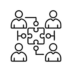 Teamwork collaboration puzzle solving strategy business connection partnership solution concept icon