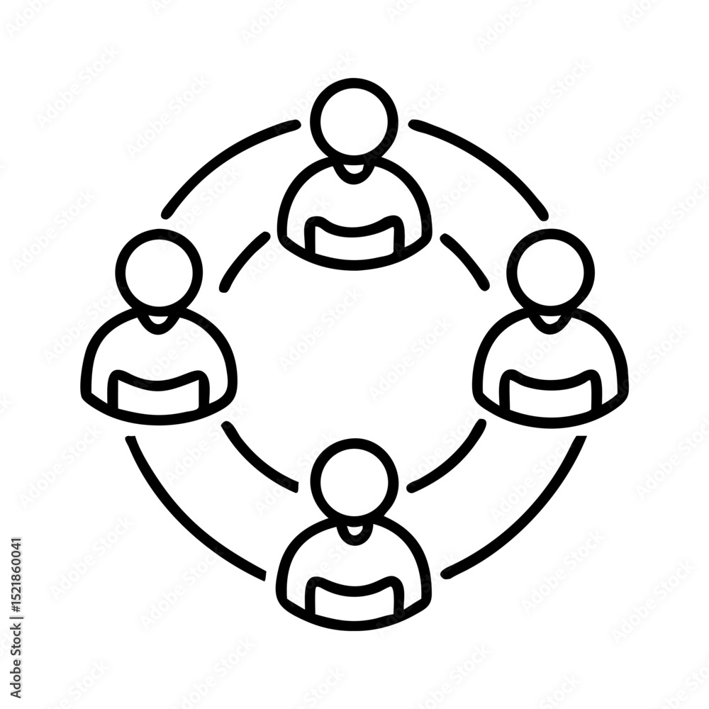 Poster teamwork collaboration circle icon representing group of people working together and connection netw