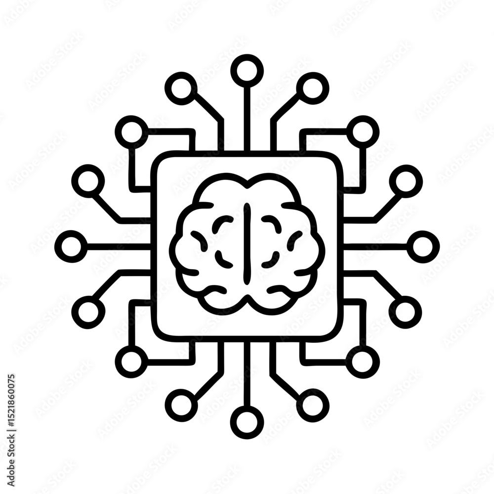 Poster ai brain chip technology artificial intelligence machine learning neural network concept vector desi