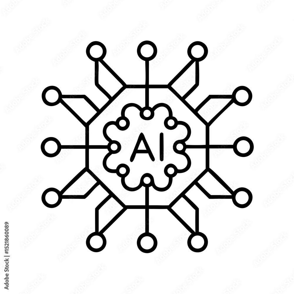 Poster ai artificial intelligence machine learning neural network technology icon vector illustration conce