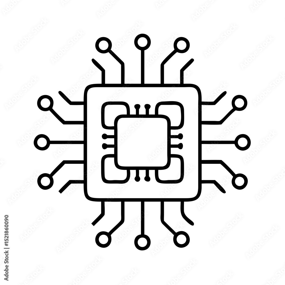 Poster microchip technology vector design, circuit board illustration, computer hardware component, cpu pro