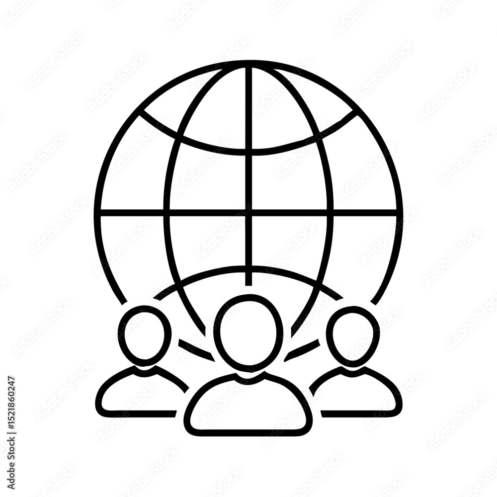 Poster global network team connection icon vector illustration for business and social networking concept