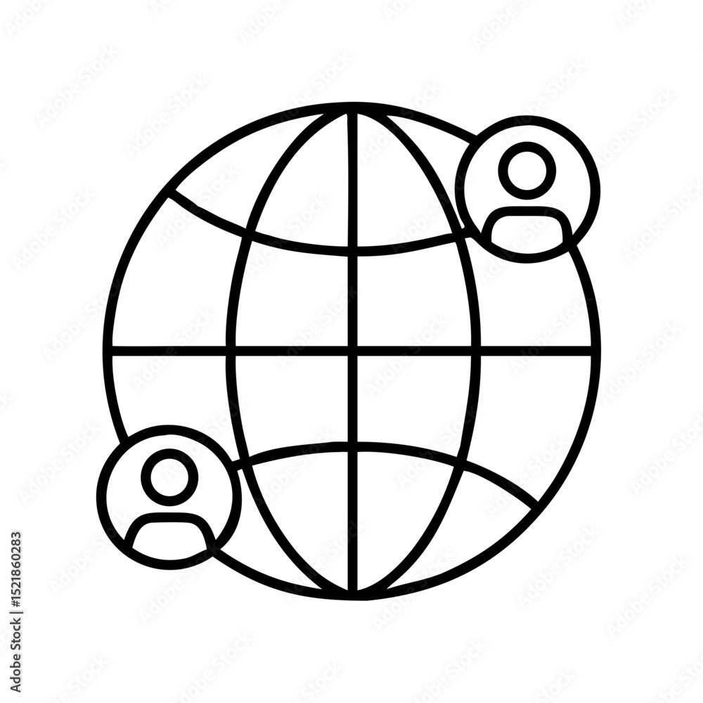 Poster global network connection icon representing worldwide communication and social networking concept de