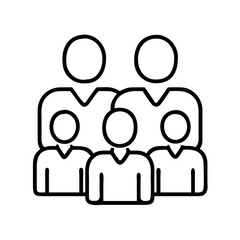 Find group of people outline vector icon for team family community crowd and social network concept design