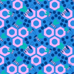 Kids seamless bee pattern for fabrics and packaging and gifts and cards and linens and wrapping paper