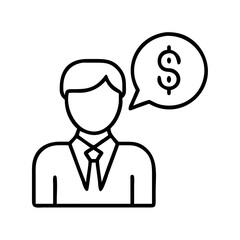 Financial advisor icon representing money management investment and business consultation service offer