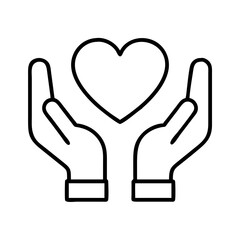Heart in hands vector illustration for love, care, support, donation, and charity concepts design element