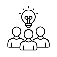 Teamwork brainstorming idea generation and problem solving concept with lightbulb above people group