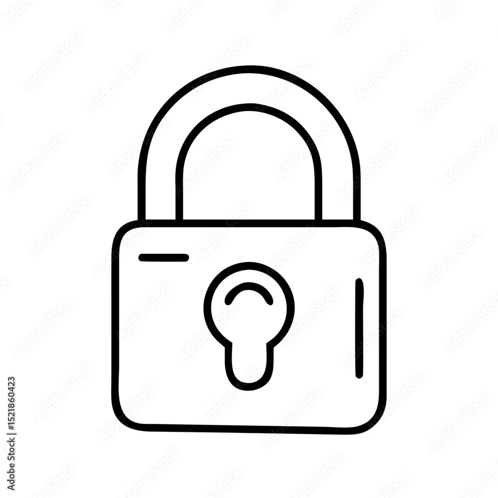 Poster find security lock icon vector illustration for data protection and privacy with outline style desig