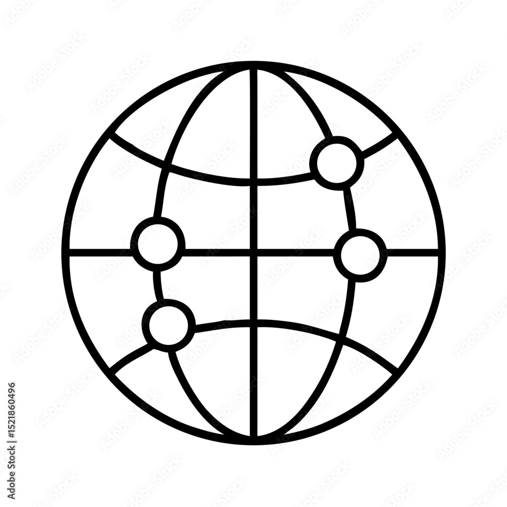 Poster globe network connection icon vector illustration for global communication and technology concept de