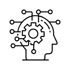 Artificial intelligence concept with human head and gear brain technology innovation idea 95