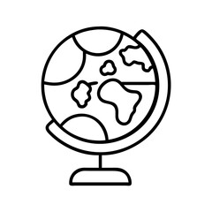 Globe earth world map geography travel education learning icon vector illustration outline drawing