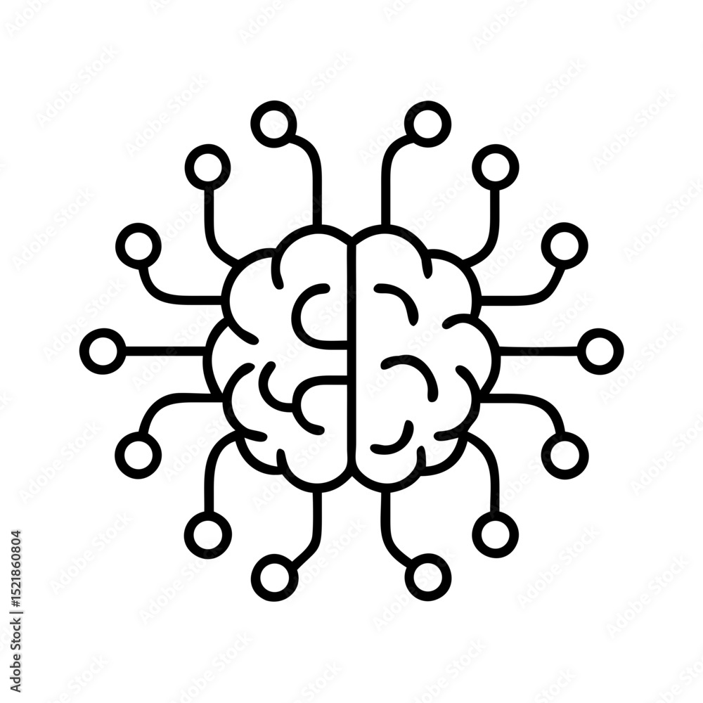 Poster artificial intelligence brain technology concept with neural network connections and machine learnin