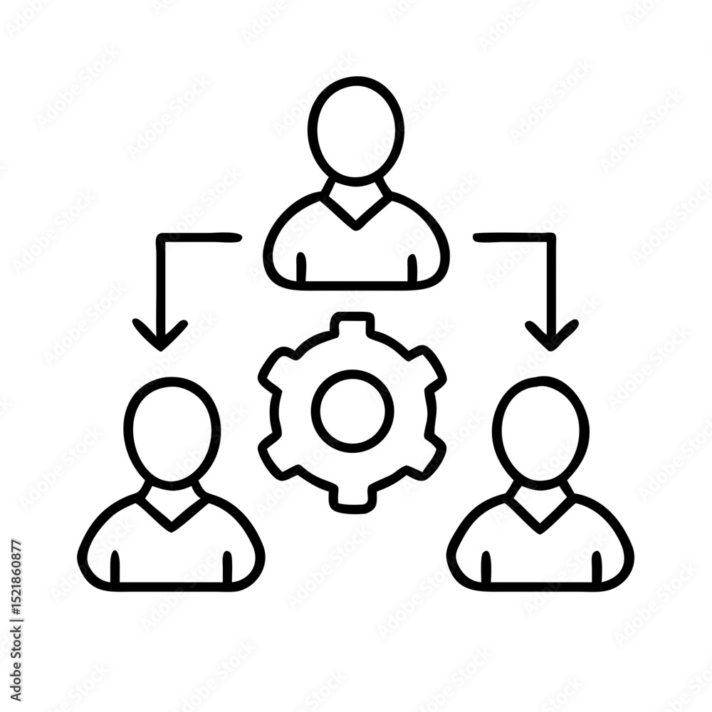 Poster hierarchy workflow process management icon vector, business structure and organization chart concept