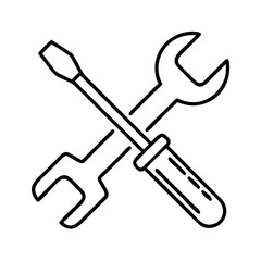 Illustration of crossed wrench and screwdriver for repair service maintenance and construction jobs icon