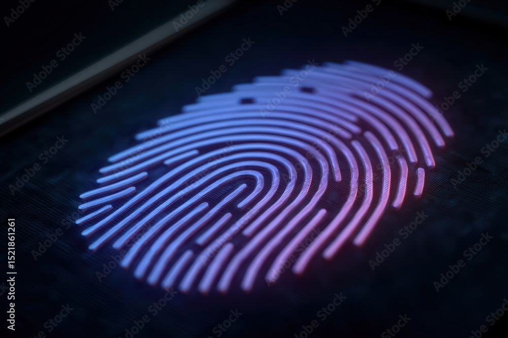 Aufkleber innovative digital fingerprint design showcasing biometric identification technology with vibrant ne