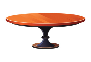 Orange Round Table Dark Pedestal Base
