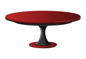 Vibrant Red Round Table Dark Base