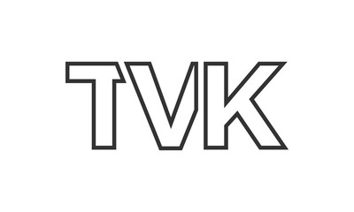 TVK logo design template with strong and modern bold text. Initial based vector logotype featuring simple and minimal typography. Trendy company identity.