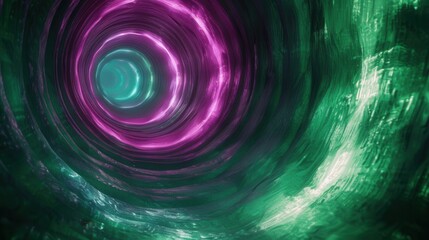 Obraz premium Emerald and violet light tunnels abstract vortex dual tone spirals premium quality.