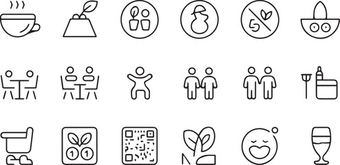 Outline Icons for Restaurant and Cafe Services