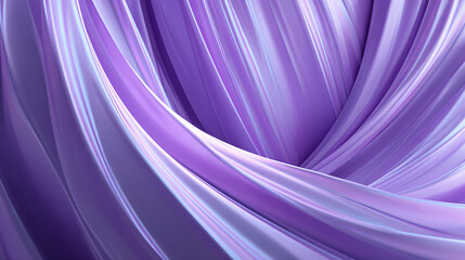 3D rendering, abstract minimalist purple background. Diagonal composition of waving metallic ribbons with a ripple effect. Iridescent foil divided into stripes. Trendy fashion wallpaper