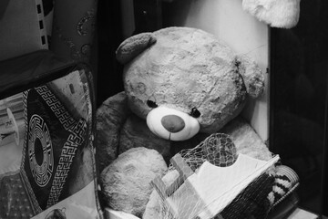 Vintage Teddybär in Schwarz und Weiß