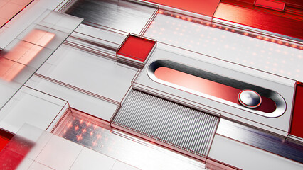 3d ui cubes shape device with switcher and slider. illustration