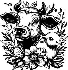 Fototapeta premium vector, tattoo, design, pattern, floral, illustration, tiger, head, art, ornament, animal, flower, black, decoration, seamless, silhouette, tribal, logo, nature, cat, drawing, leaf, symbol, dragon, wi