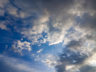 Fototapeta premium Blue sky white and grey clouds in the morning, afternoon, evening. Cloudy background 