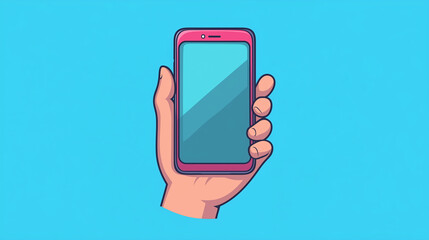 Cute cartoon hand phone icon in flat vector style, ideal for illustrating technology-related objects and mobile devices.