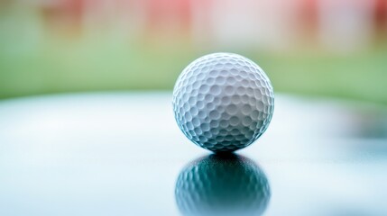 Isolated Golf Ball Close-up with Reflection on Surface , Golf, Sport