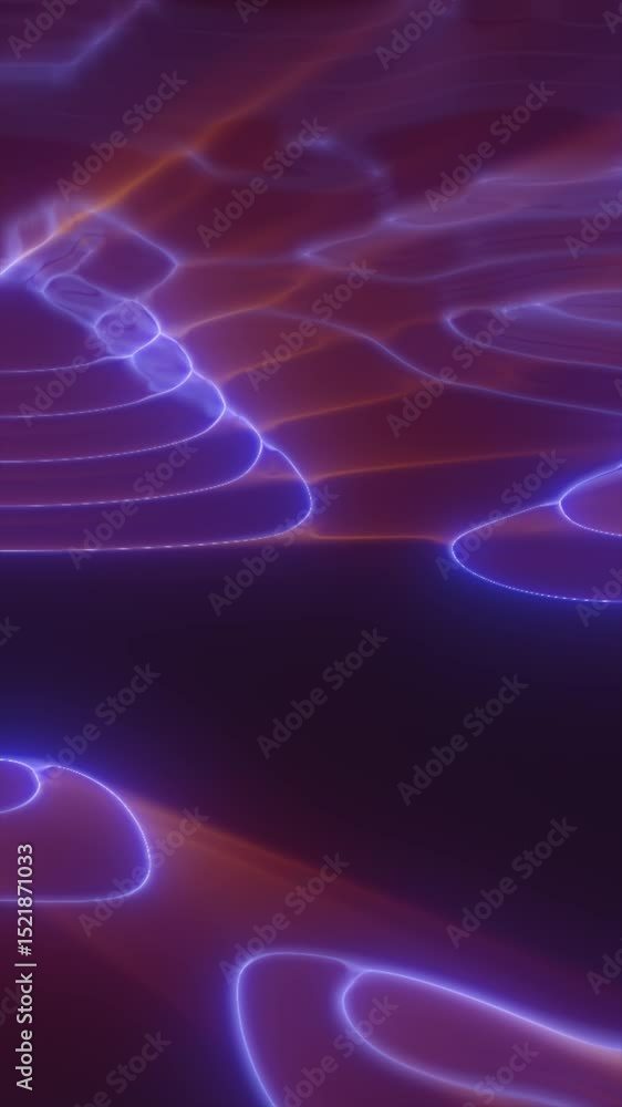 Poster abstract smooth neon-like terrain with glowing purple and violet contours forming fluid wave pattern