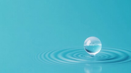 Water Sphere Ripple Effect on Teal Background, Water, Texture