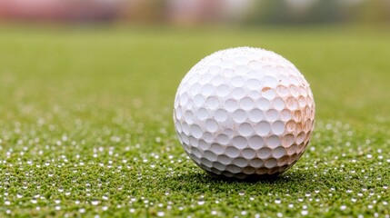 Wet Golf Ball on Dewy Green, Golf , Outdoors